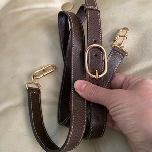 Vintage GUCCI Replacement Bag Strap Crossbody Brown Leather Brass Sherry Supreme